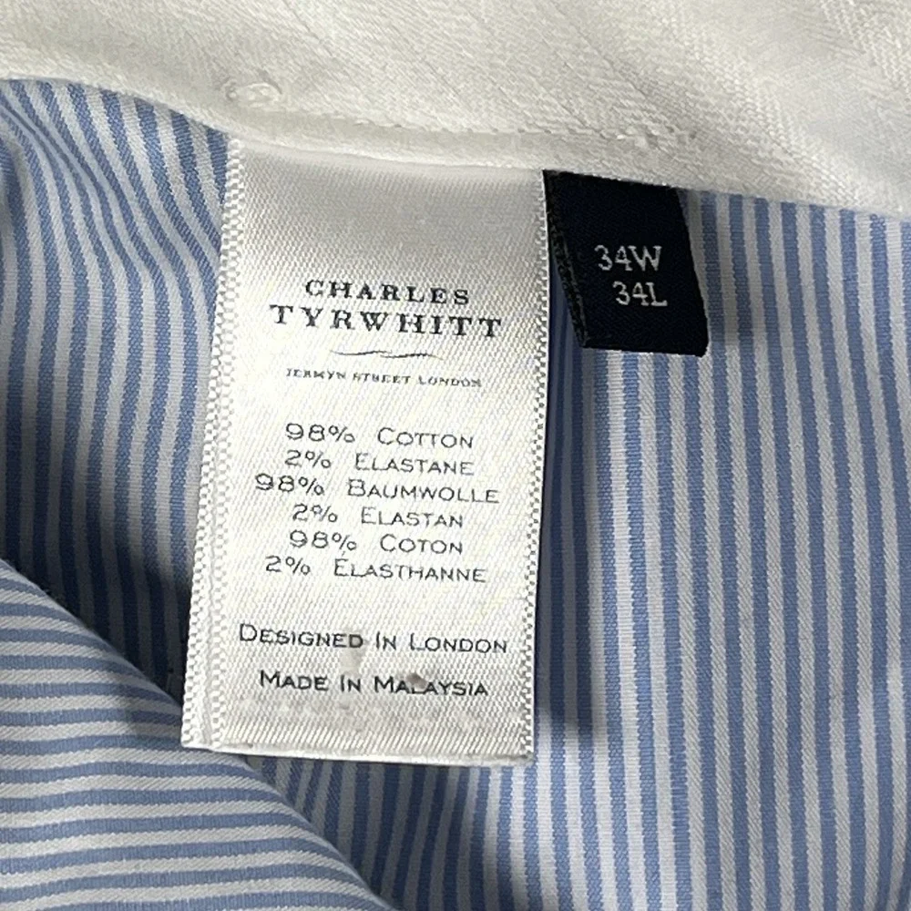 Charles Tyrwhitt Pants Mens 34x34 Light Brown Straight Leg Cotton Stretch Chinos
